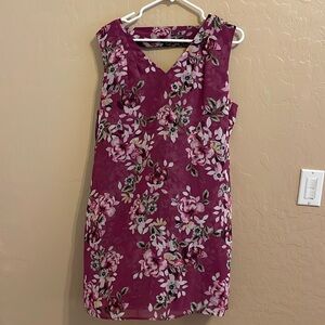 White House Black Market Women’s Purple Floral Sheath Dress W/ Scarf Size 10